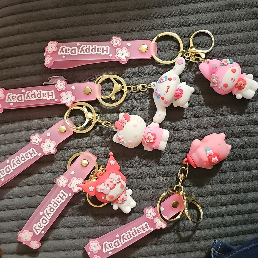 PICK ONE! Pink and White Hello Kitty & Friends Character Keychains